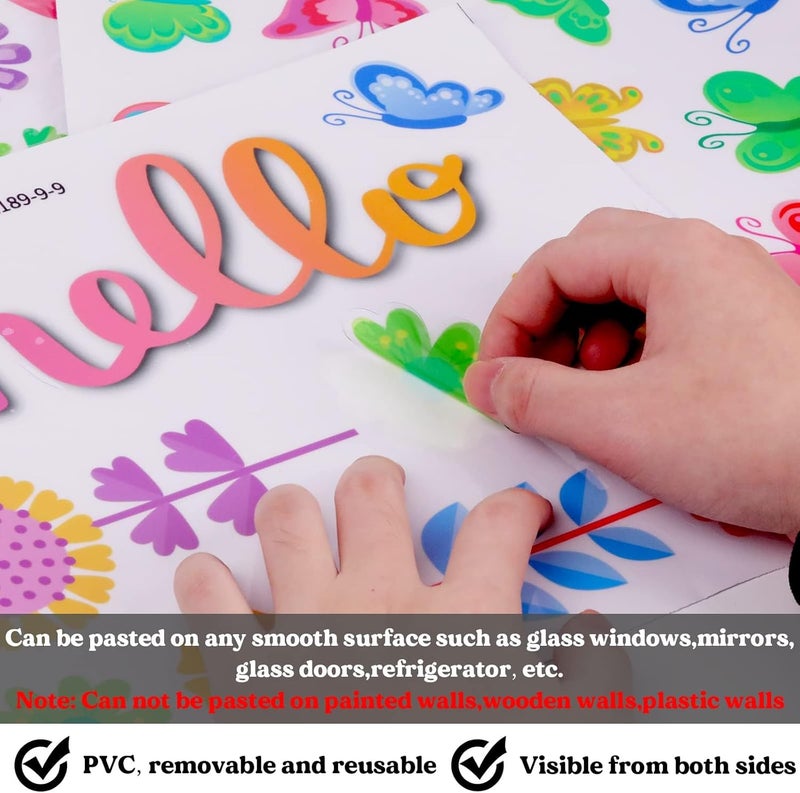 Tevxj 118 Pieces Hello Spring Window Clings Stickers Spring Grow Flower Butterfly Window Decals for School Home Kids Spring Birthday Party Supplies Baby Shower Anti-Collision Decoration - Image 5